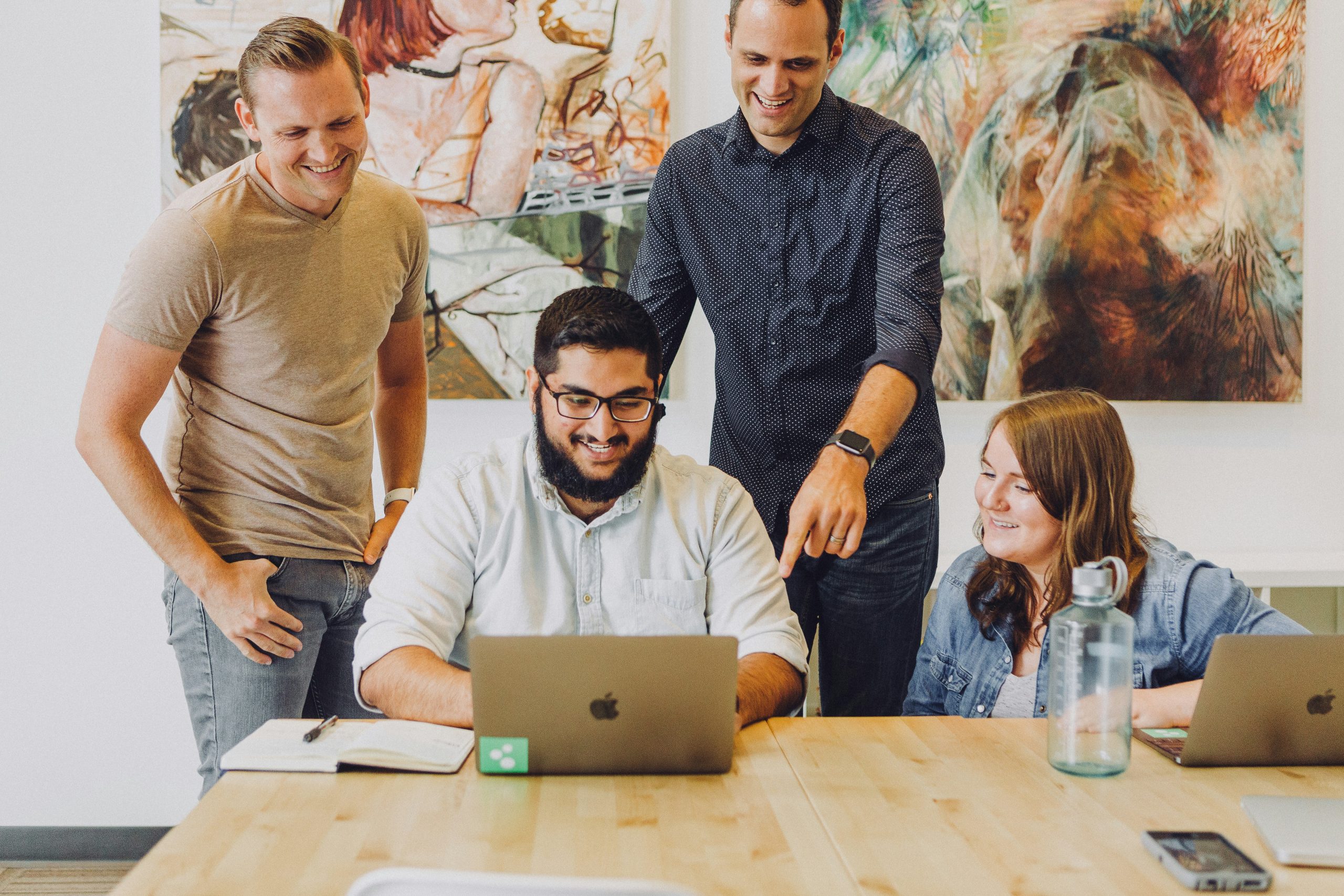 happy and productive workers in dedicated office